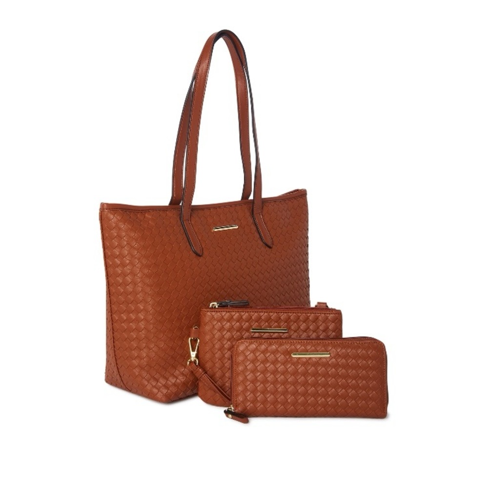 NWT Time and Tru 3PC handbag Set Woven